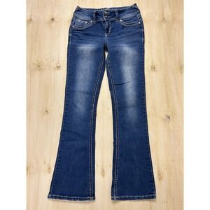 WallFlower Jeans Womens 5 Bootcut Medium Wash Blue Low Rise Embellished Denim